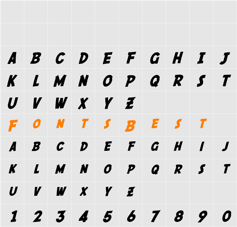 SF Comic Script Character Map