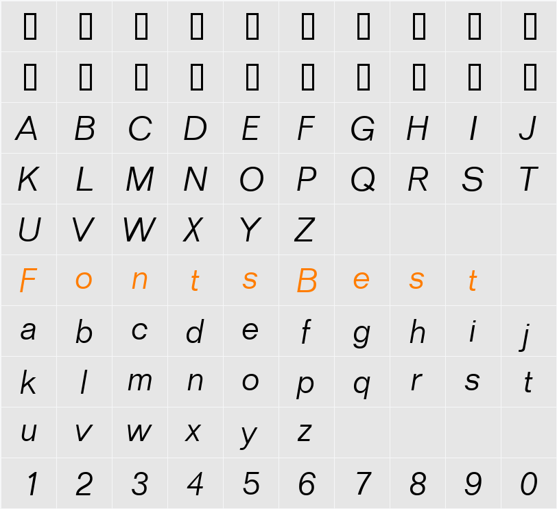 JI-Falsie Character Map