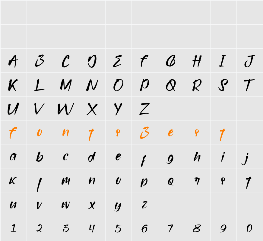 bridamount Character Map