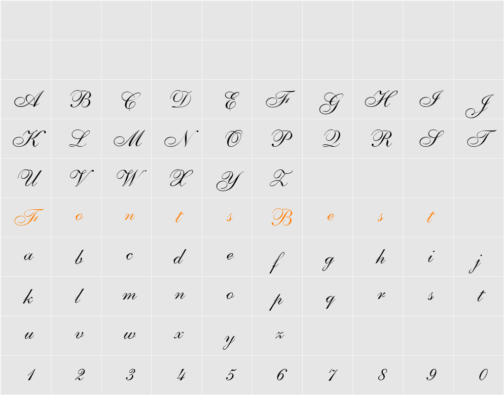 AnastasiaScript Character Map