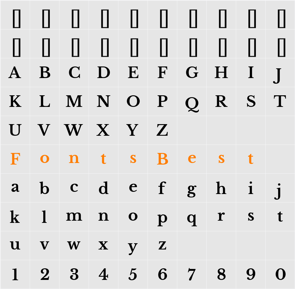 Libre Baskerville Character Map