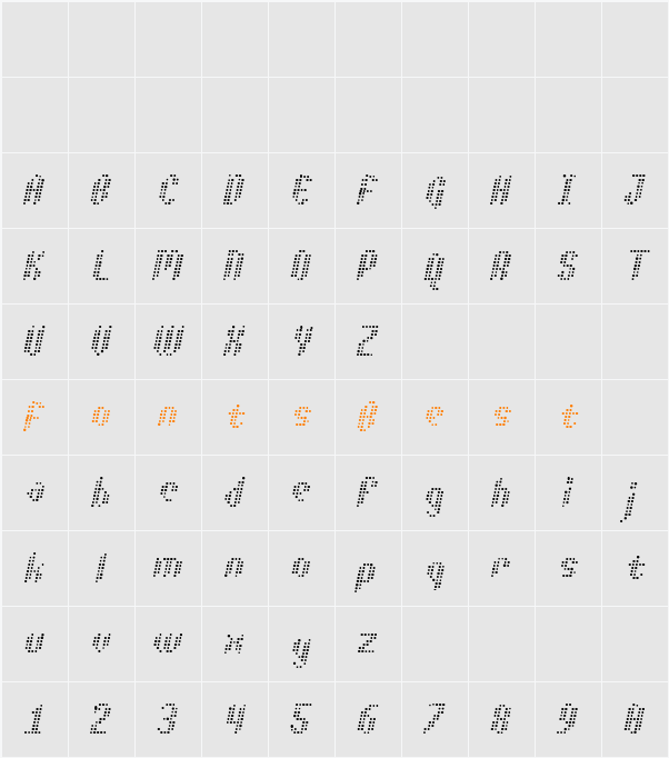 Asterix Blink Italic Character Map