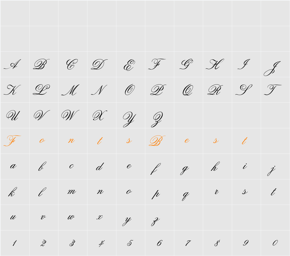 ATOldFashionScript Character Map