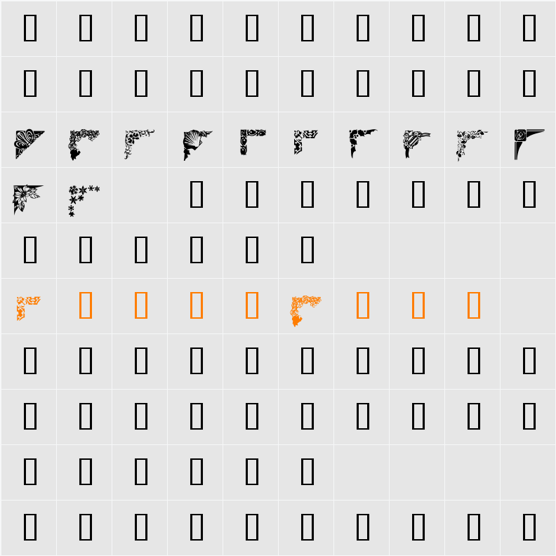 Corners 1 Character Map