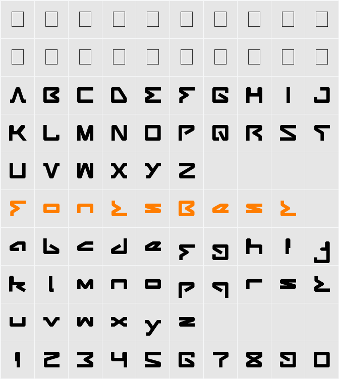 ANDROID ROBOT Character Map