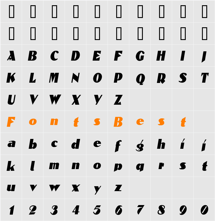 ConstantineCondensed Character Map