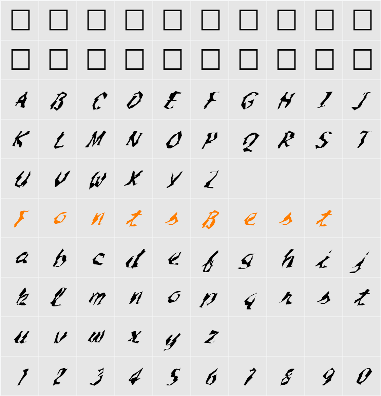 FZ WACKY 54 ITALIC Character Map