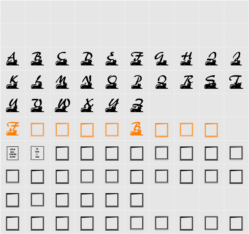 Catstuff Character Map