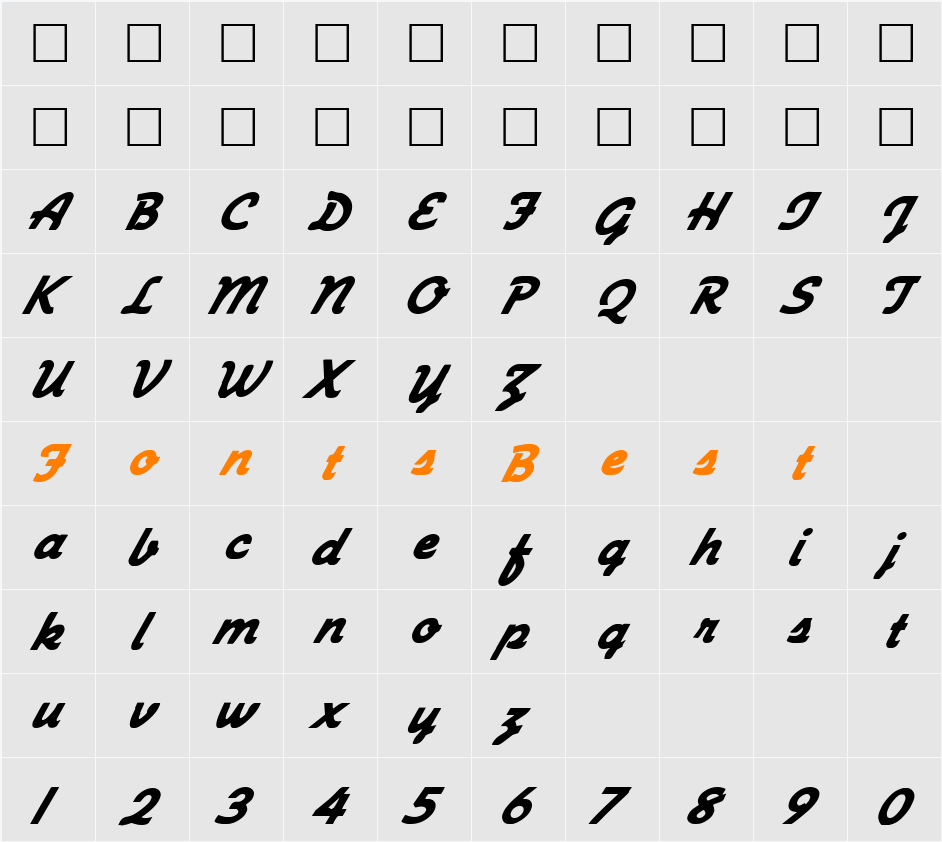 FZ SCRIPT 23 ITALIC Character Map