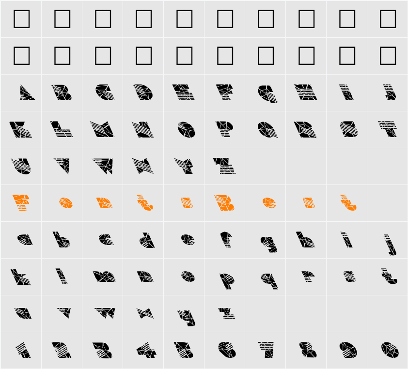 FZ UNIQUE 11 CRACKED LEFTY Character Map