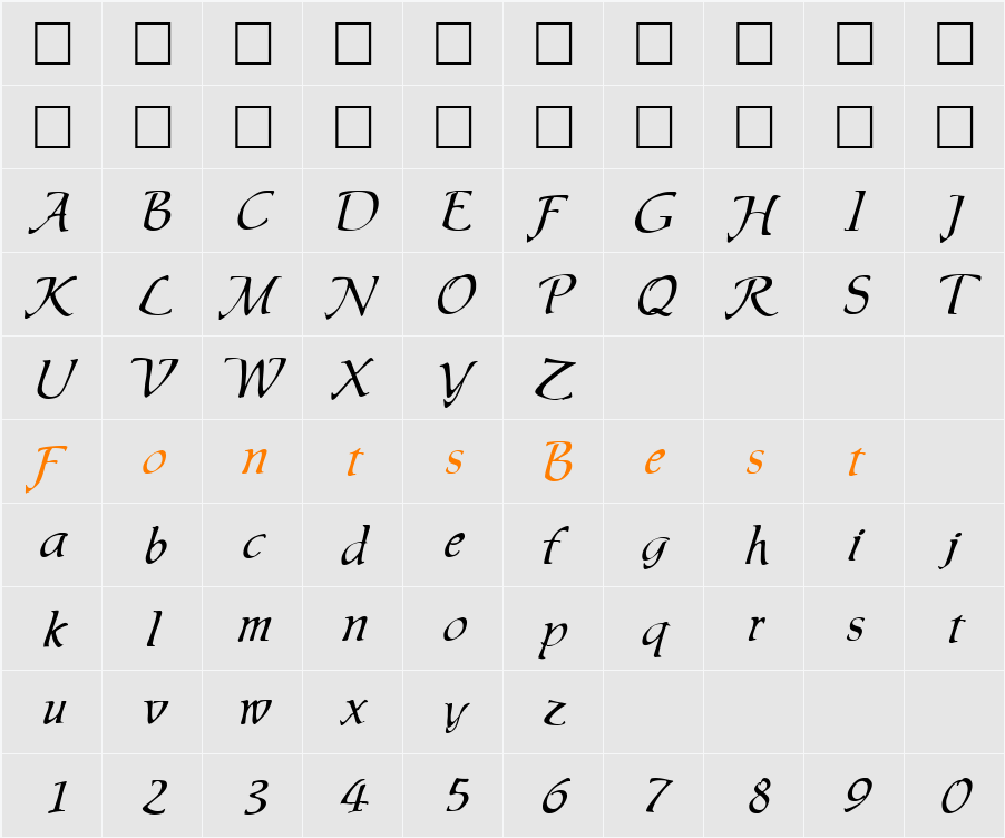 Ingrid Character Map