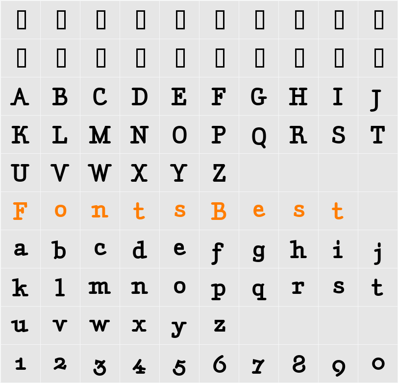 AmintaBold Character Map