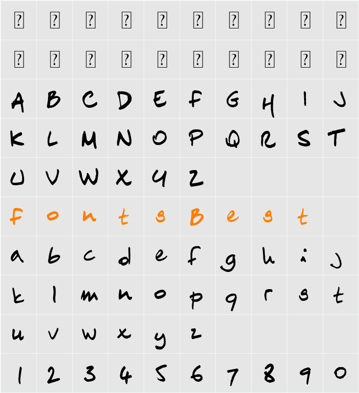 ChN1 Regular Character Map