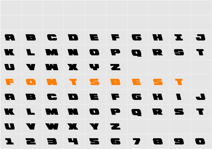 Bummer Leftalic Character Map