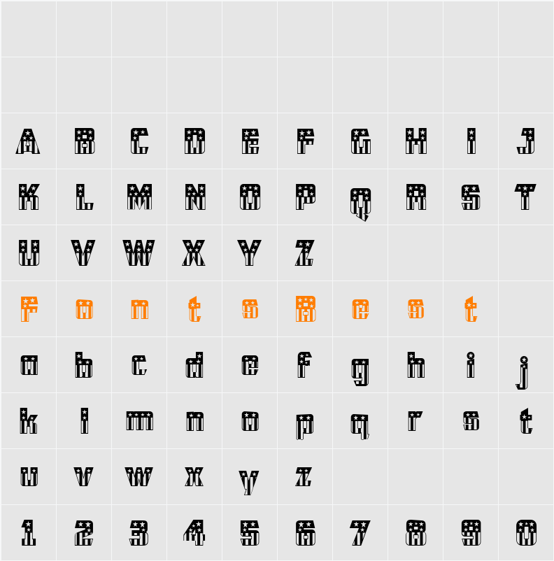 CFB1 American Patriot SOLID 2 Character Map