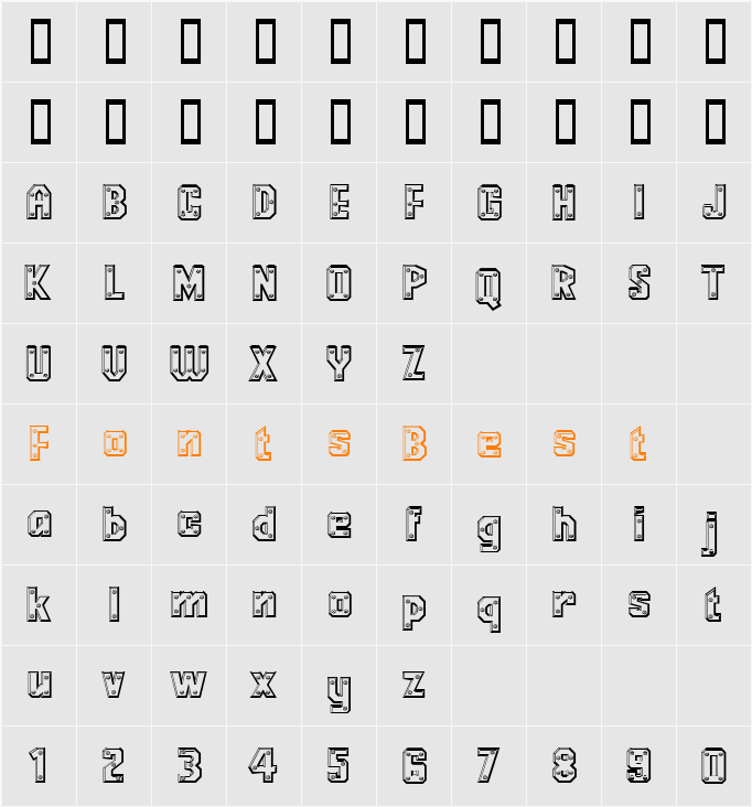 Messing Lettern Character Map