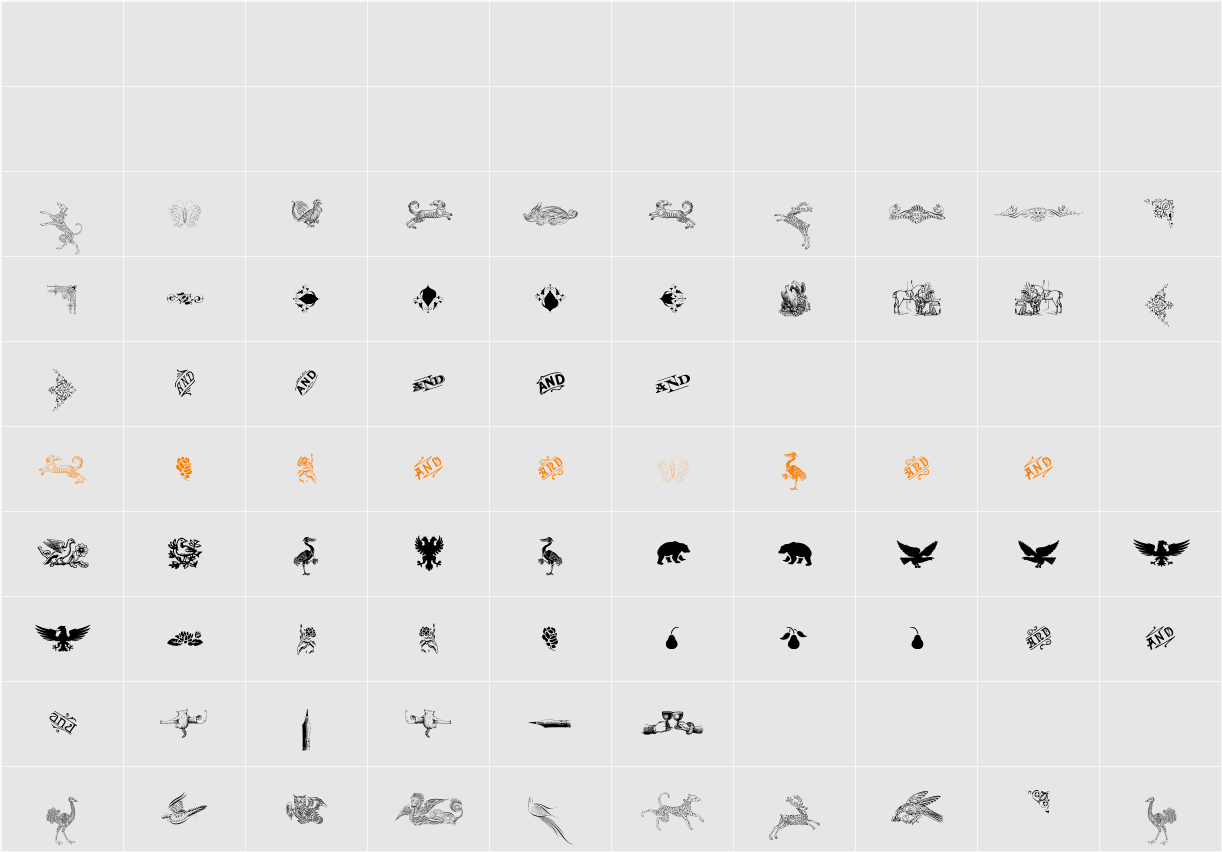 Cornucopia of Dingbats Three Character Map