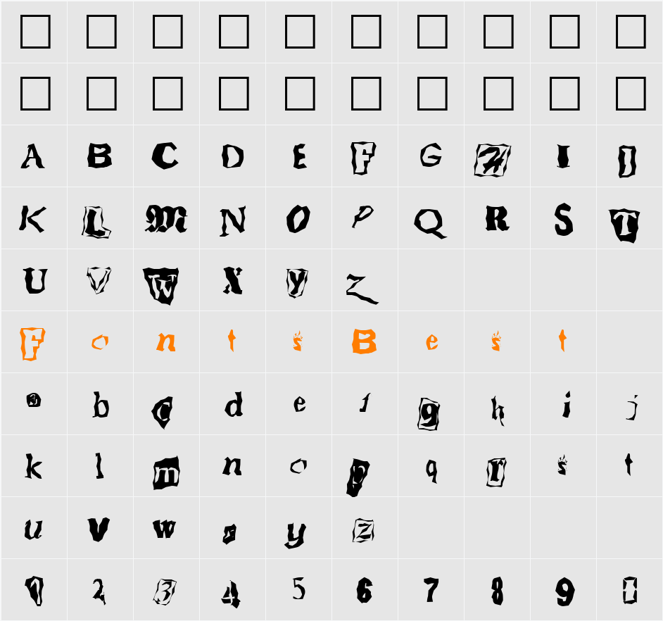 FZ WACKY 50 Character Map