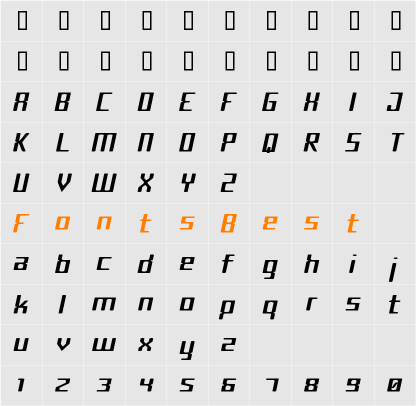 CyborgCondensed Character Map