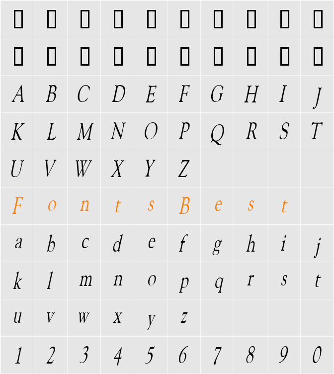 CarnegieCondensed Character Map