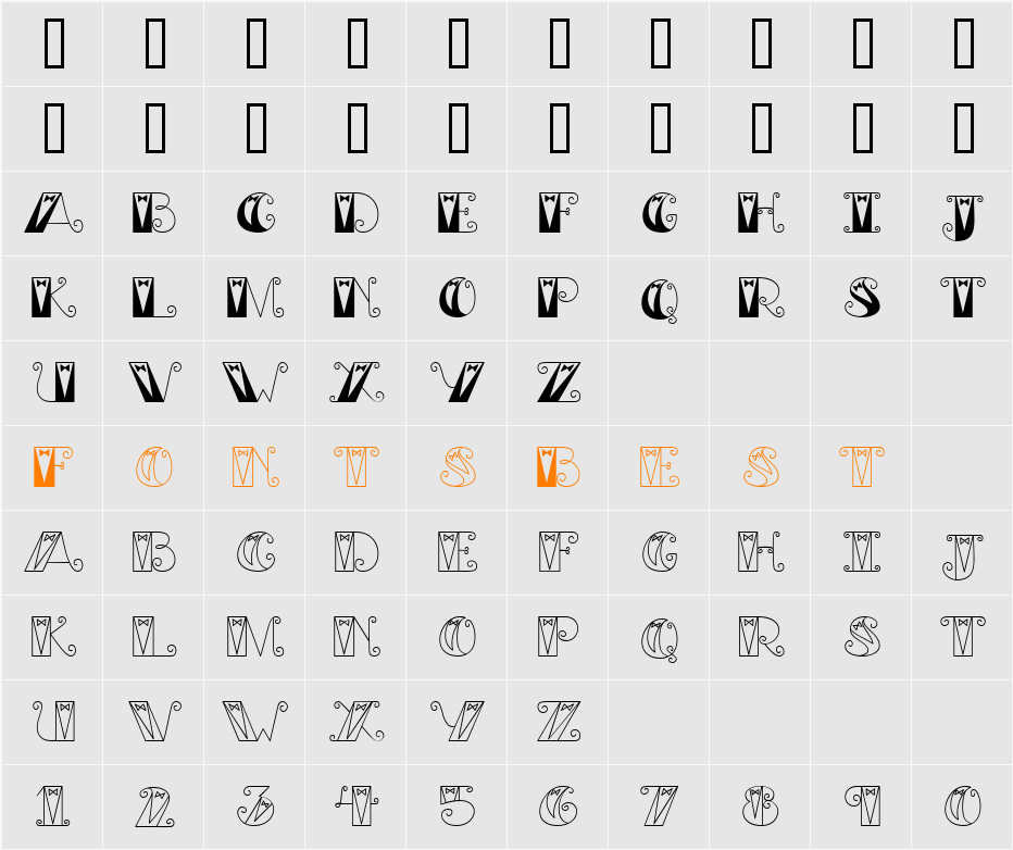 CK Black Tie Character Map