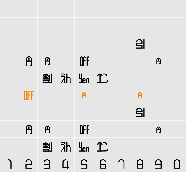 DF-SJGE033-W7 Character Map