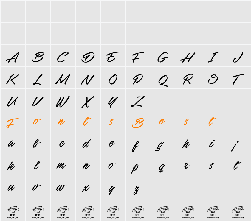 Stackyard PERSONAL USE Character Map