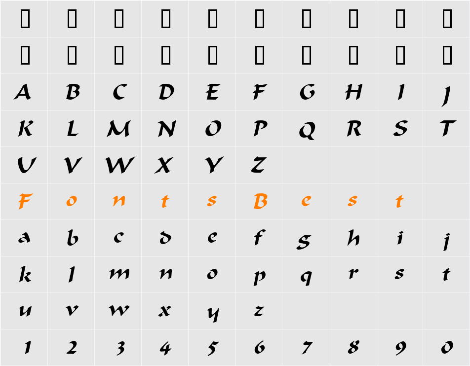 JI-Exhort Character Map