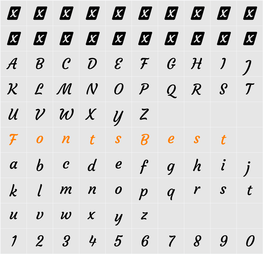 Courgette Character Map