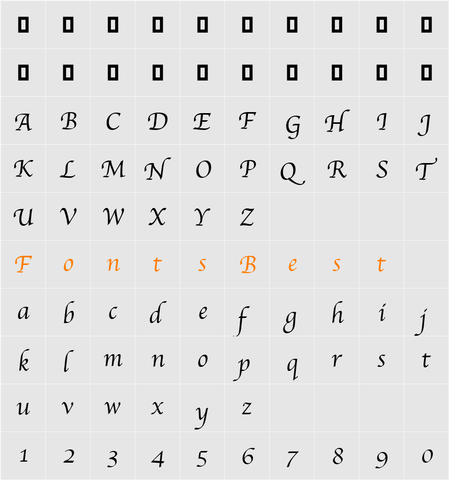 Apple Chancery Character Map