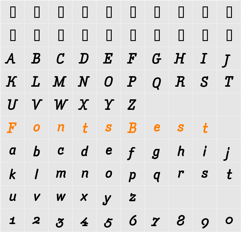 AmintaBoldItalic Character Map