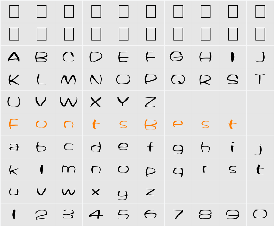 FZ WARPED 33 Character Map