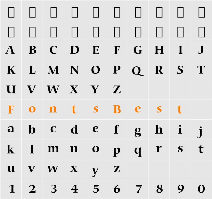 Carmina Md BT Character Map