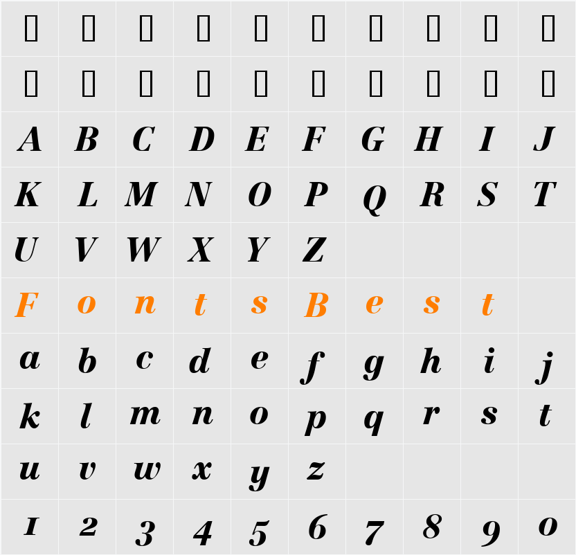 CenturyRepriseBlackOSSSi Character Map