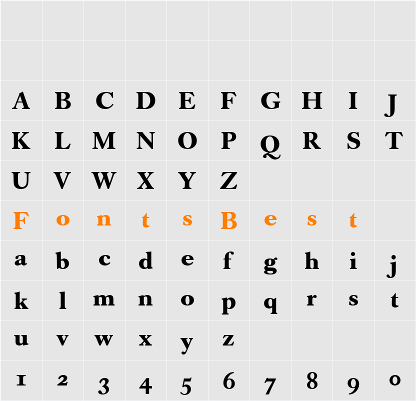 Caslon Book BE Character Map