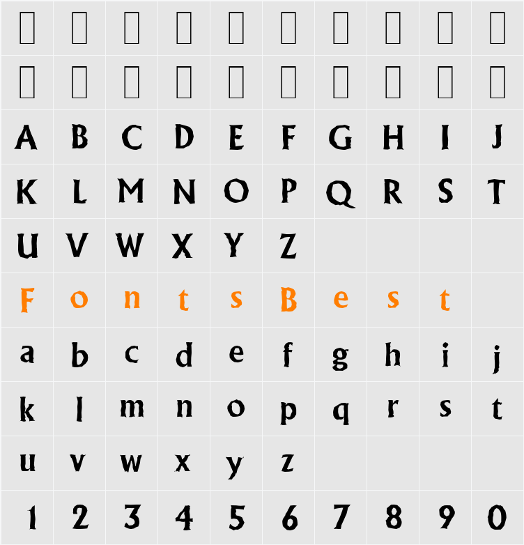 AdelonAntique Character Map