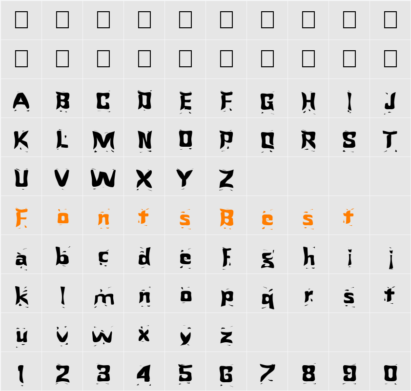 FZ WARPED 24 EX Character Map