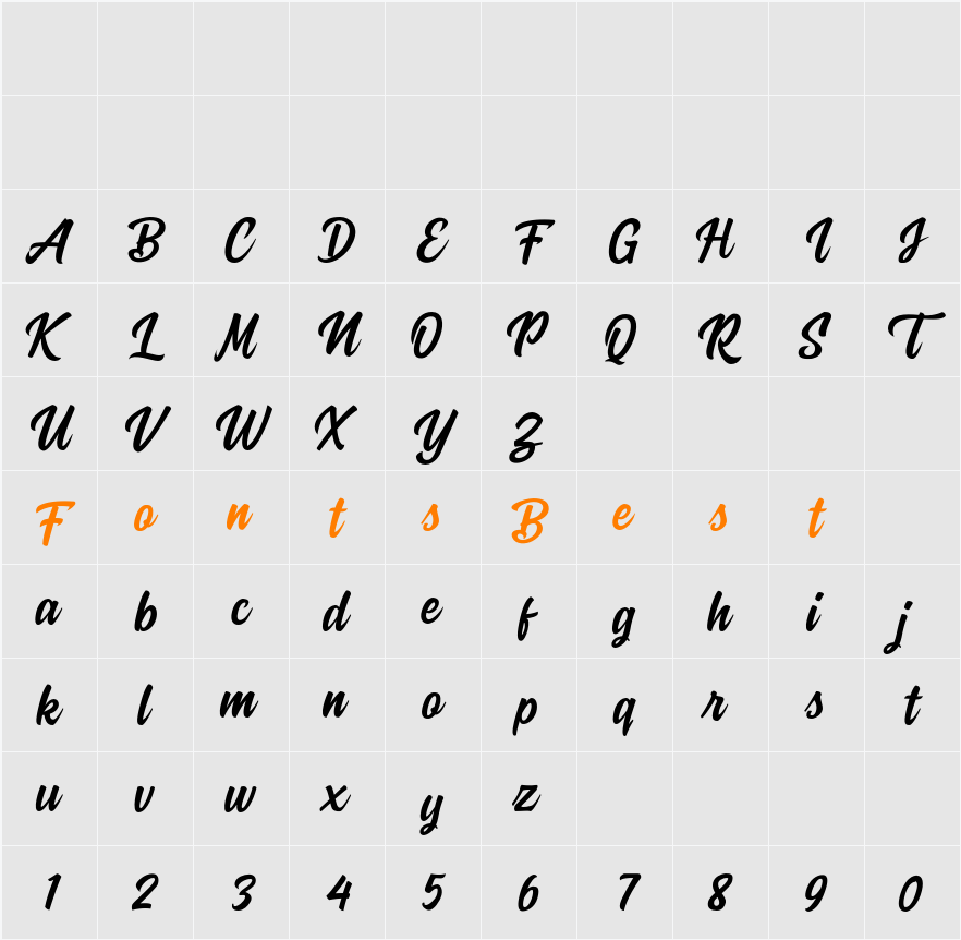 Rockaboy italic Character Map