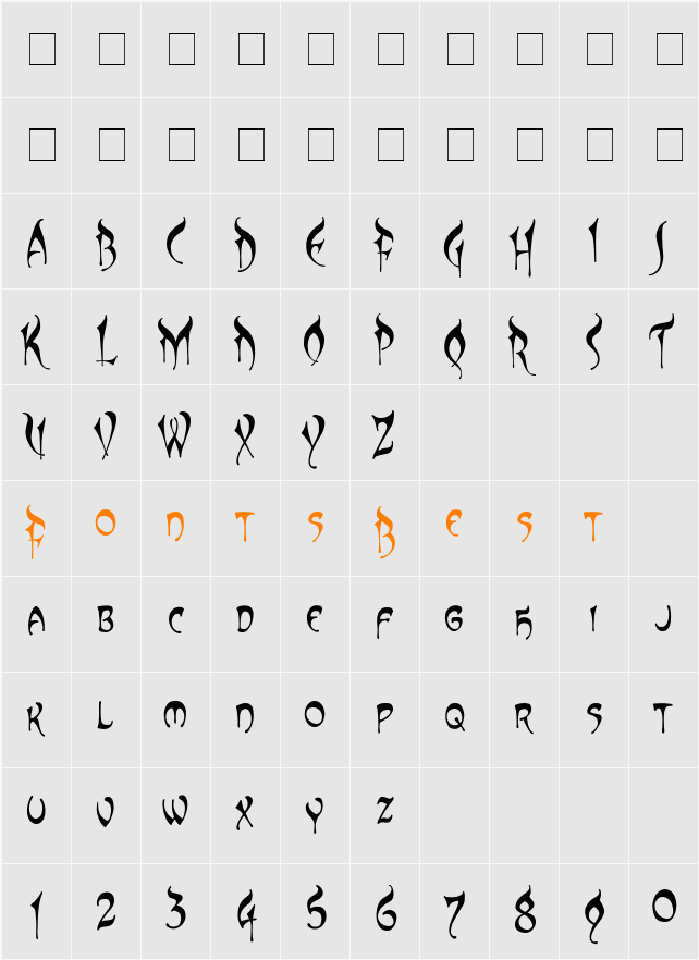 CC Elsewhere Character Map