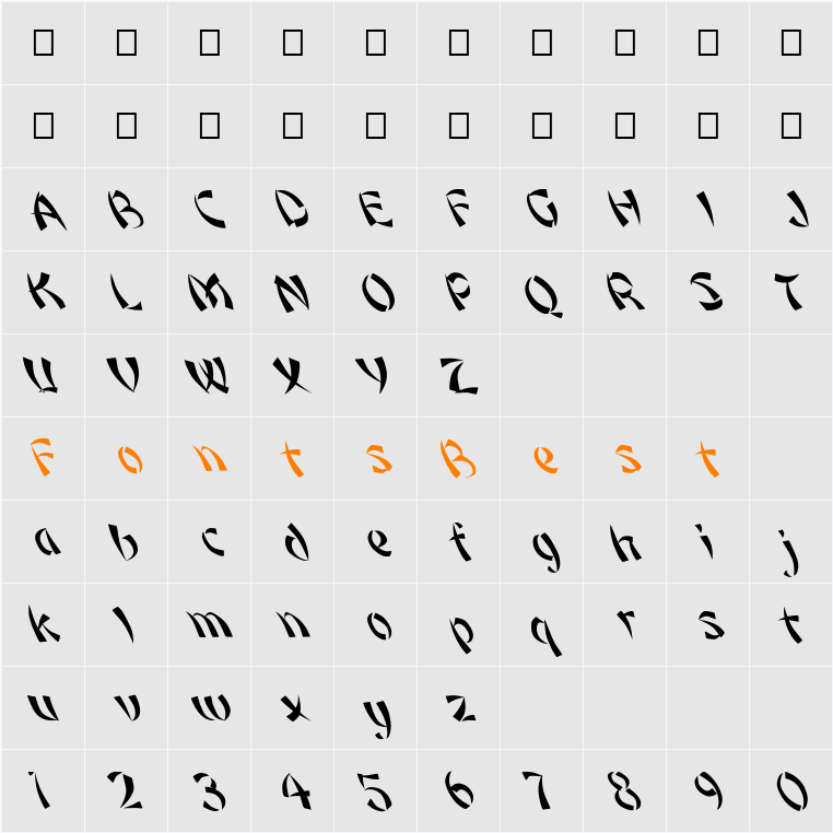 FZ UNIQUE 22 LEFTY Character Map