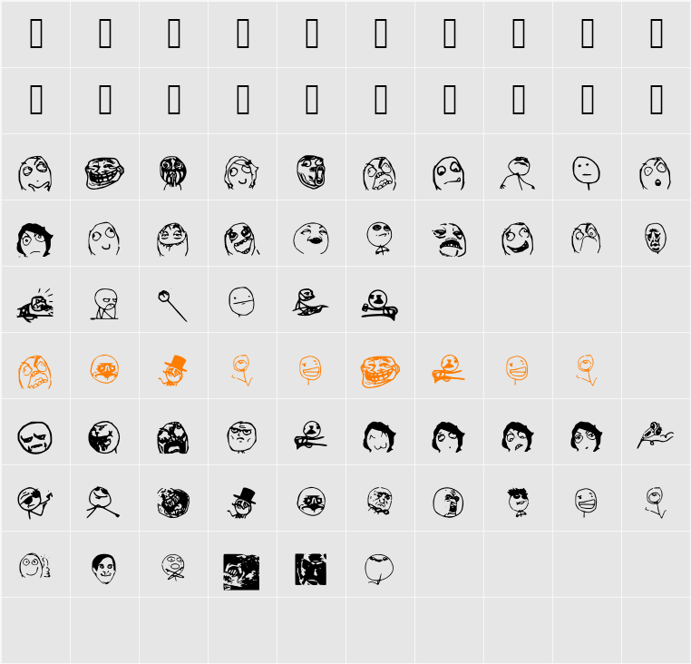 Memefont2 Character Map