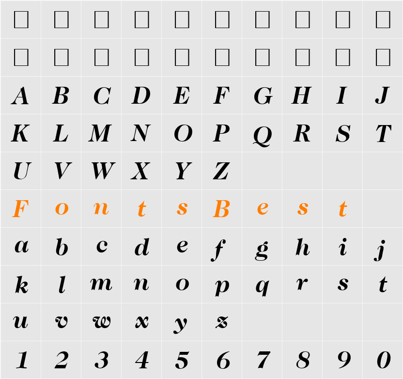 Caslon335 Character Map