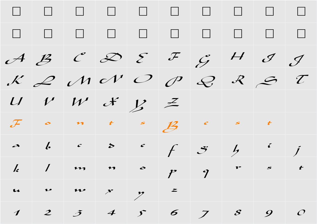 AladdinExpanded Character Map