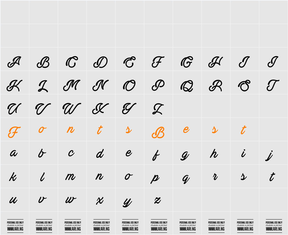 Actonia PERSONAL USE Character Map