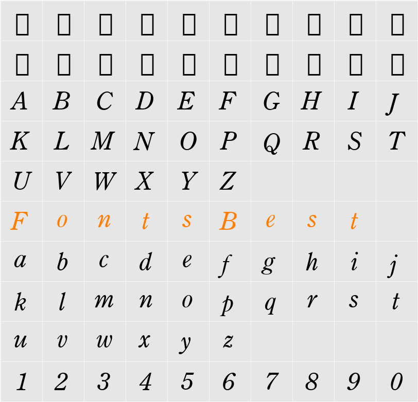 CenturyOldst BT Character Map