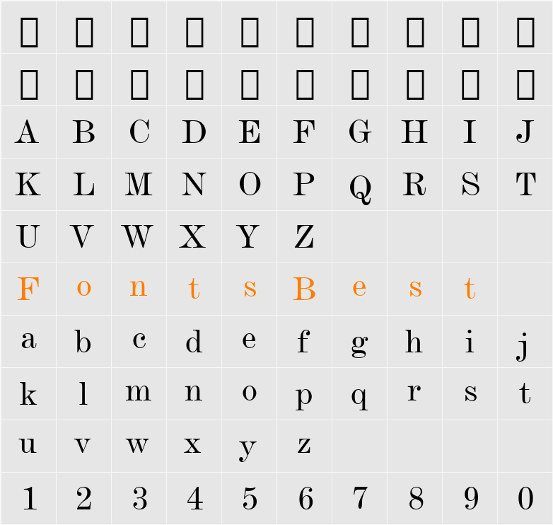 DeVinne Txt BT Character Map