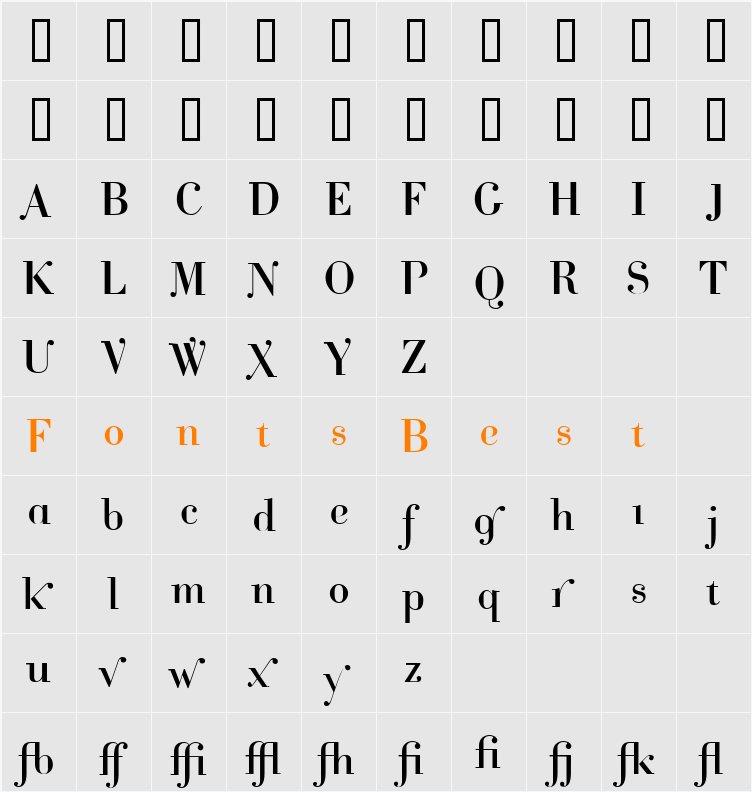 CantabileAlternate Character Map