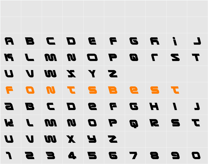 Metronauts Leftalic Character Map