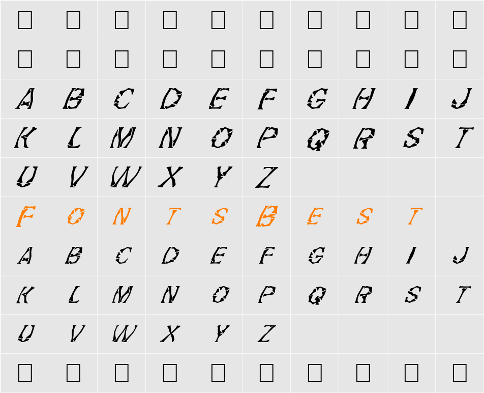 FZ WARPED 21 ITALIC Character Map