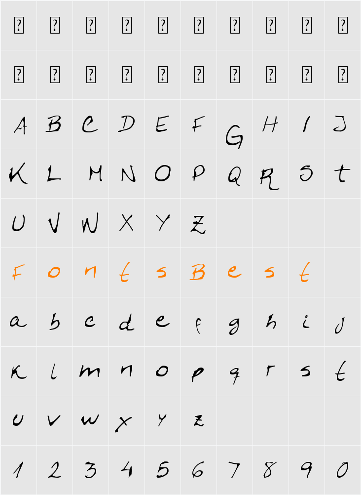 Caligrafica Arito Character Map